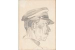 Бине Екабс (1895-1955), Портрет, бумага, графика, карандаш, 23,5 x 18 см...